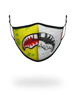 FACE MASKS>SPRAYGROUND ADULT DOODLEBOB SPLIT SHARK FORM FITTING FACE-COVERING
