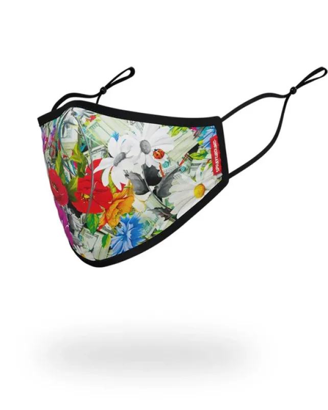 FACE MASKS>SPRAYGROUND ADULT FLORAL MONEY FORM FITTING FACE MASK