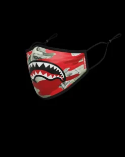 FACE MASKS>SPRAYGROUND ADULT MONEY CAMO (RED) FORM-FITTING FACE MASK