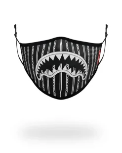 FACE MASKS>SPRAYGROUND ADULT REVERSE SHARKS IN PARIS (BLACK) FORM FITTING FACE MASK