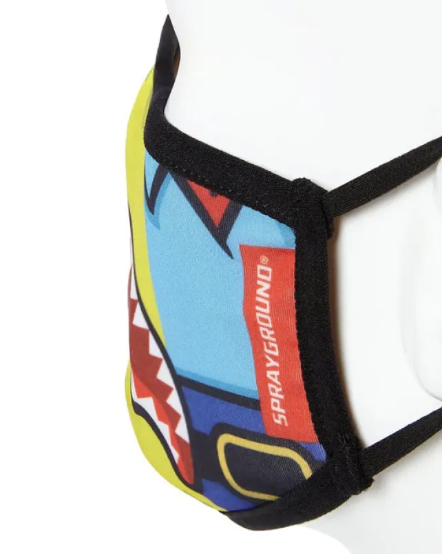 FACE MASKS>SPRAYGROUND ADULT SPONGEBOB OG SHARK FORM FITTING FACE-COVERING
