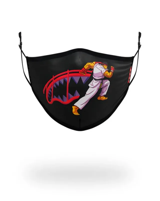FACE MASKS>SPRAYGROUND ADULT STREET FIGHTER RYU SHARK FORM FITTING FACE-COVERING