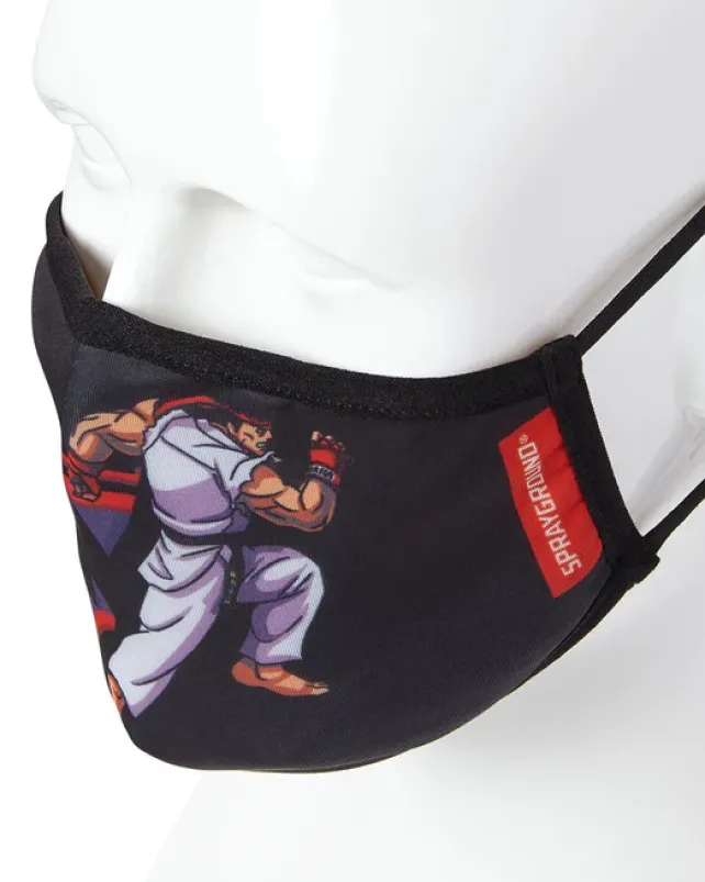 FACE MASKS>SPRAYGROUND ADULT STREET FIGHTER RYU SHARK FORM FITTING FACE-COVERING