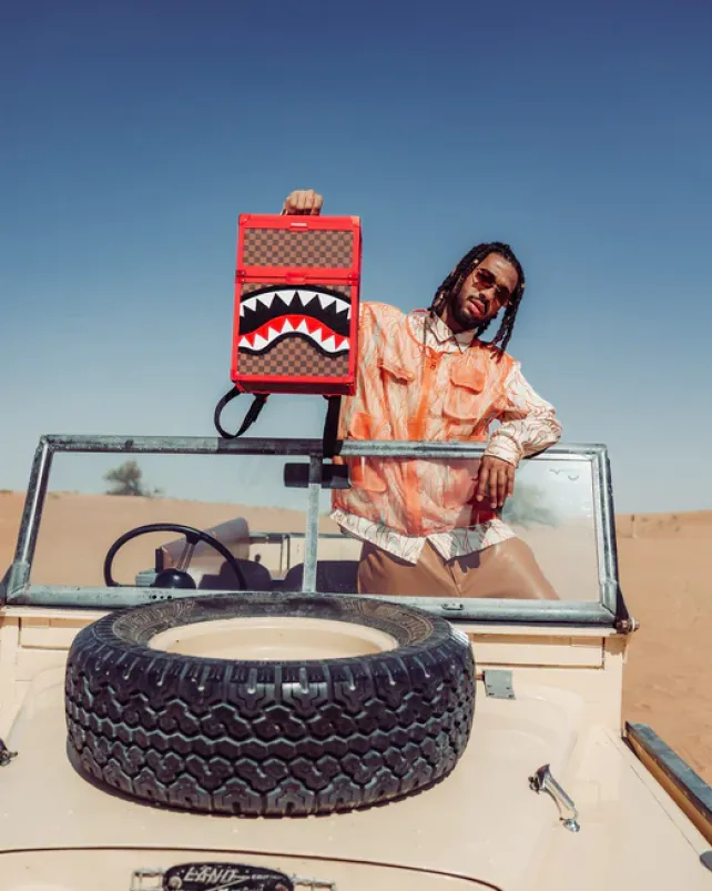 BACKPACKS>SPRAYGROUND ALL OR NOTHING SHARKS IN PARIS CHATURANGA SHARK 1900 BACKPACK