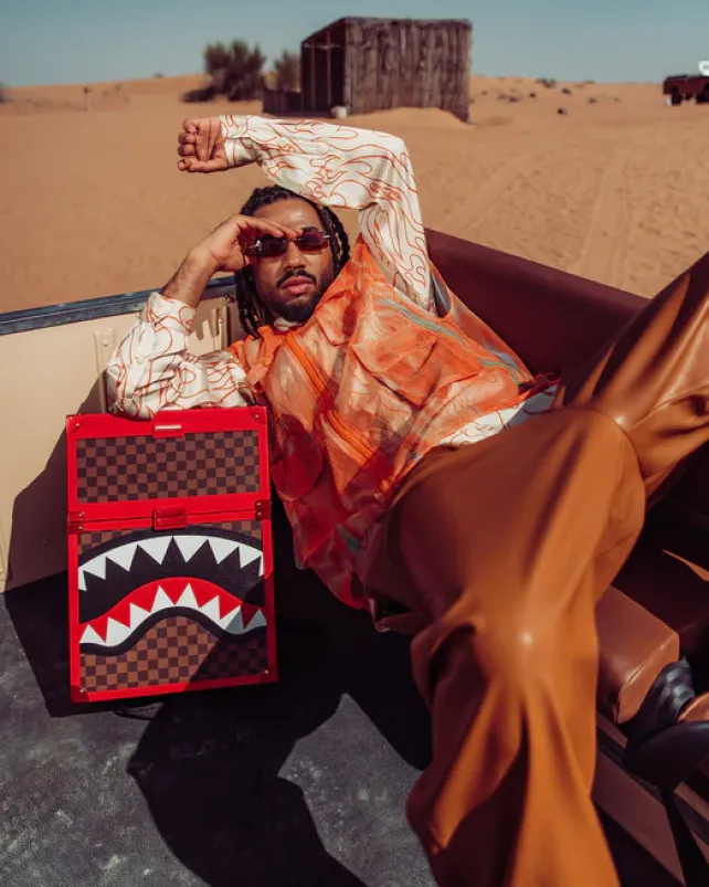 BACKPACKS>SPRAYGROUND ALL OR NOTHING SHARKS IN PARIS CHATURANGA SHARK 1900 BACKPACK
