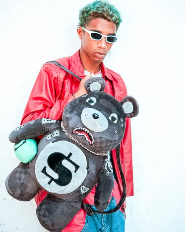 TEDDY BEAR BACKPACKS|BACKPACKS>SPRAYGROUND 3AM NEVER SLEEP MONEYBEAR TEDDYBEAR BACKPACK