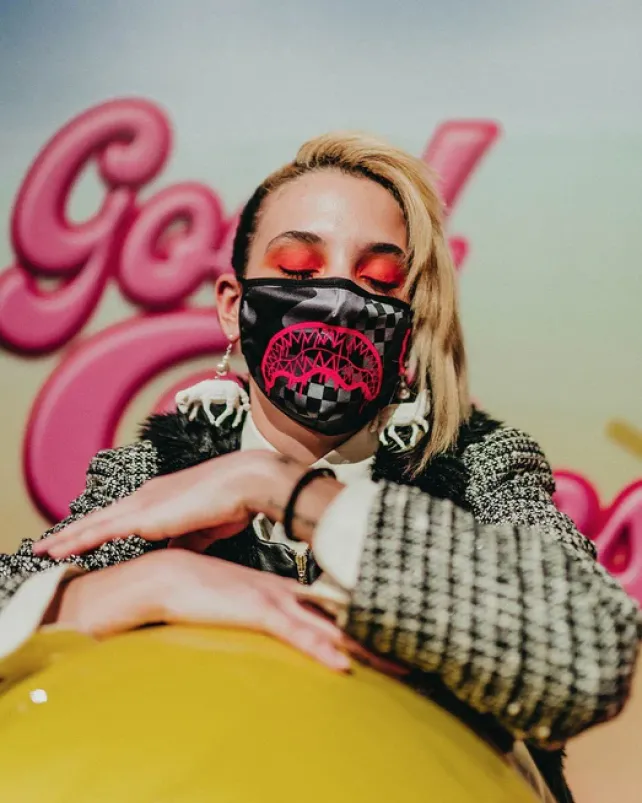 FACE MASKS>SPRAYGROUND 3AM PINK DRIP FACE MASK