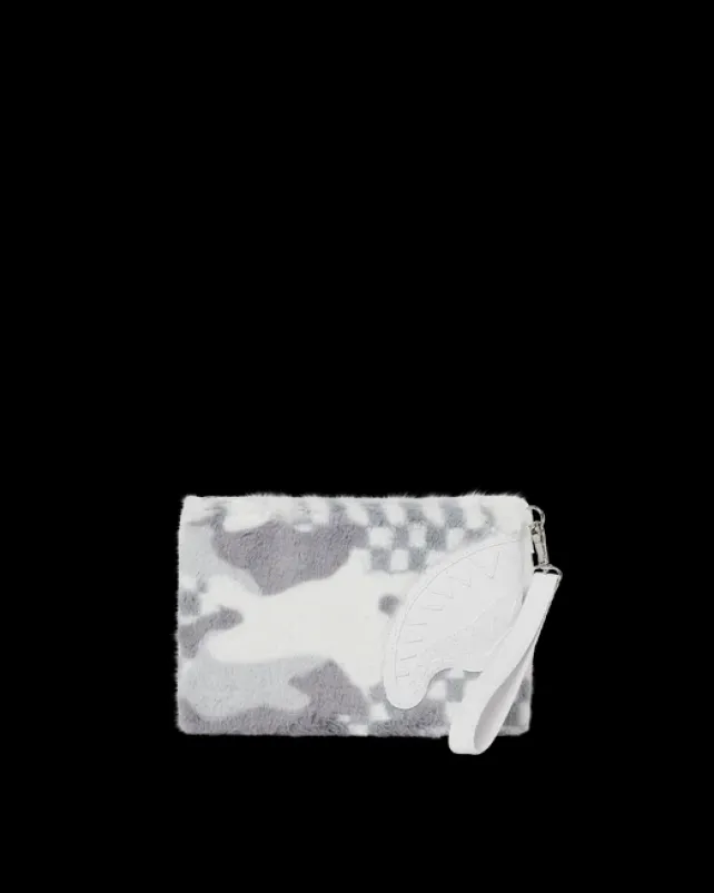 CROSSOVER CLUTCHES>SPRAYGROUND 3AM PLUSH SWISS ALPS CROSSOVER CLUTCH