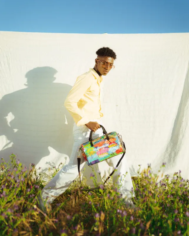 DUFFLES>SPRAYGROUND ASTROMANE SHARKS IN SPACE MINI DUFFLE