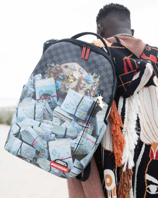 BACKPACKS>SPRAYGROUND BANK STACKS OF ZAMUNDA COMING 2 AMERICA BACKPACK