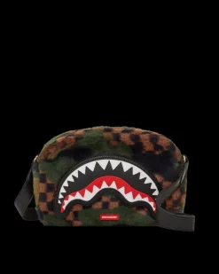 TOILETRIES AKA MONEY BAGS>SPRAYGROUND BIG SKY FUR SHARK MESSENGER BRICK BAG