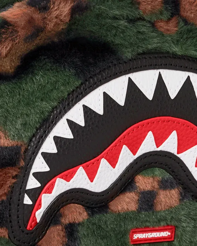 TOILETRIES AKA MONEY BAGS>SPRAYGROUND BIG SKY FUR SHARK MESSENGER BRICK BAG