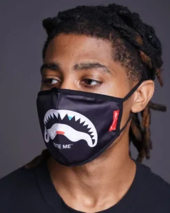 FACE MASKS>SPRAYGROUND BITE ME SHARK (BLK) POLYESTER FACE MASK