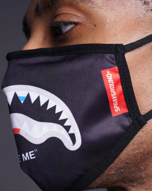 FACE MASKS>SPRAYGROUND BITE ME SHARK (BLK) POLYESTER FACE MASK