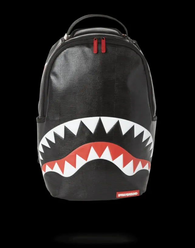 BACKPACKS>SPRAYGROUND BLACK REPTILE SHARK BACKPACK (ONE OF ONE)