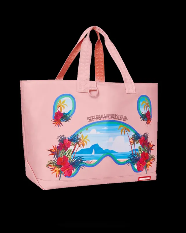 TOTES|BEACH & GYM TOTES>SPRAYGROUND BORA BORA SHARK ISLAND VILLA BEACH TOTE
