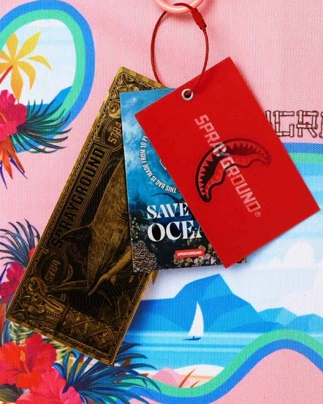 TOTES|BEACH & GYM TOTES>SPRAYGROUND BORA BORA SHARK ISLAND VILLA BEACH TOTE