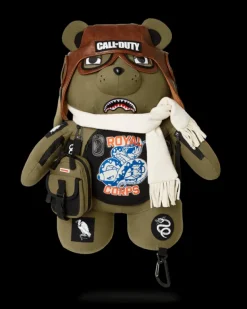 TEDDY BEAR BACKPACKS|BACKPACKS>SPRAYGROUND CALL OF DUTY AVIATOR FEARLESS MONEYBEAR TEDDYBEAR BACKPACK