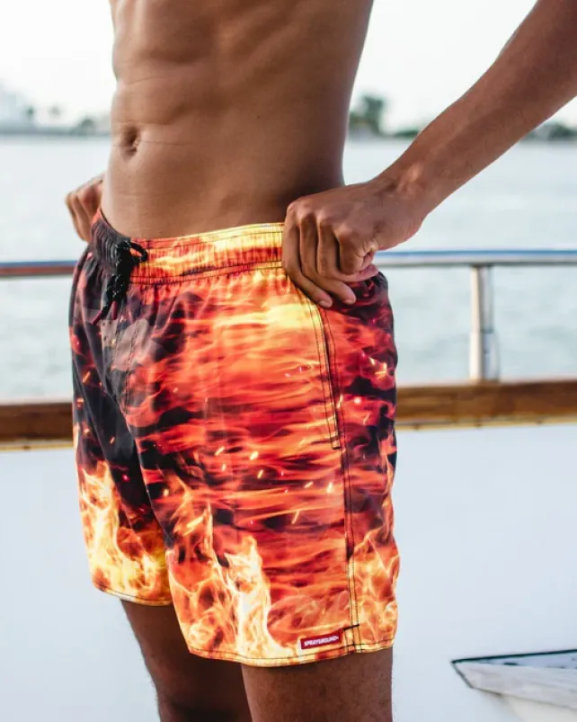 SWIMWEAR>SPRAYGROUND CAMO FIRE SHOTO SWIM TRUNKS