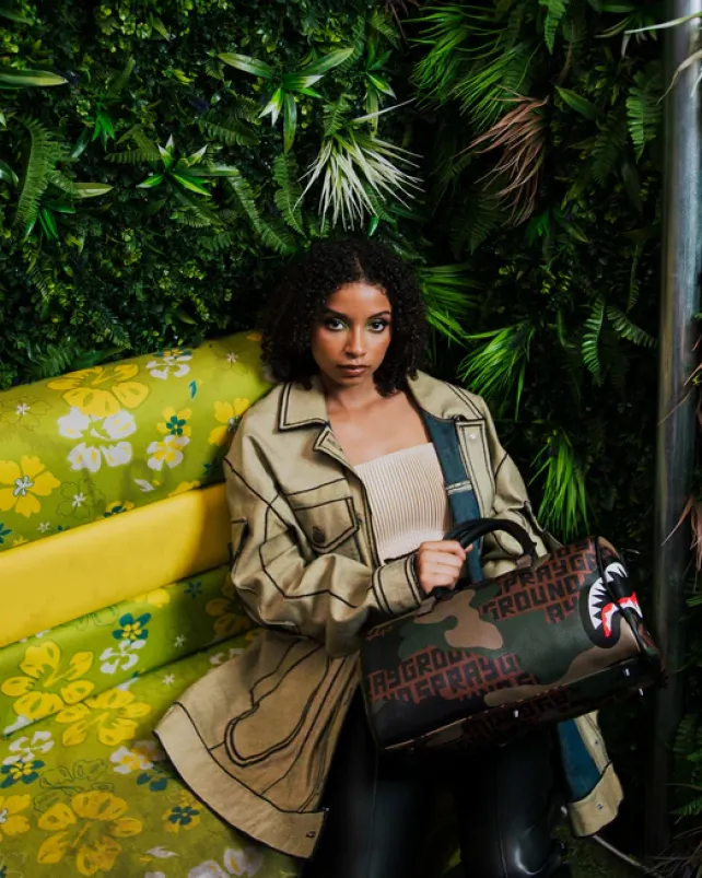 DUFFLES>SPRAYGROUND CAMO INFINITI MINI DUFFLE