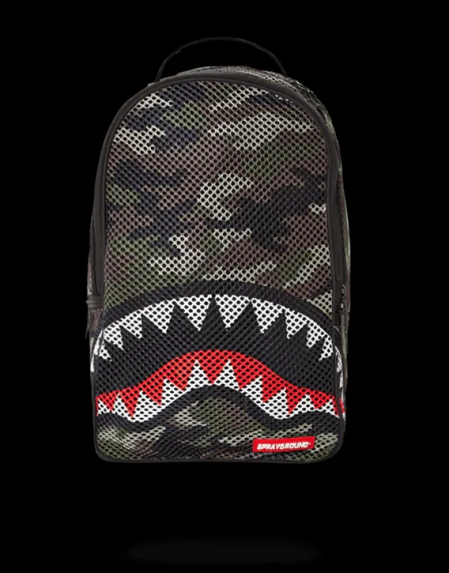 BACKPACKS>SPRAYGROUND CAMO MESH SHARK