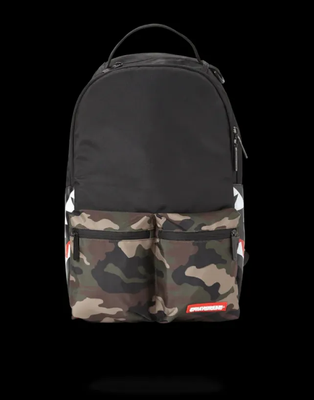 BACKPACKS>SPRAYGROUND CAMO SIDE SHARK DOUBLE CARGO