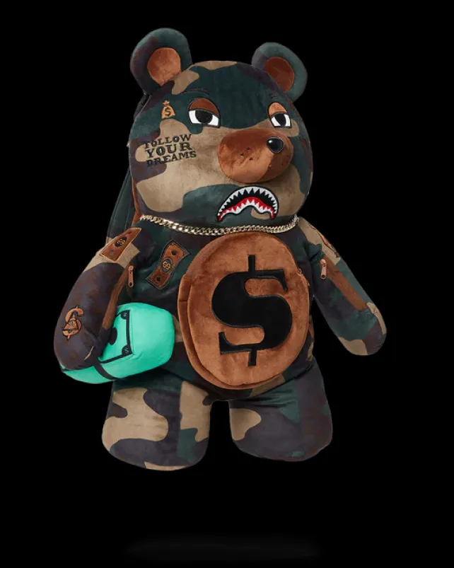 TEDDY BEAR BACKPACKS|BACKPACKS>SPRAYGROUND CAMOCHECK MONEYBEAR TEDDYBEAR BACKPACK
