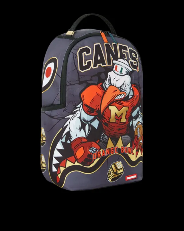 BACKPACKS>SPRAYGROUND CANES MUSCLE UNIVERSITY OF MIAMI BACKPACK (WITH WARREN SAPP)