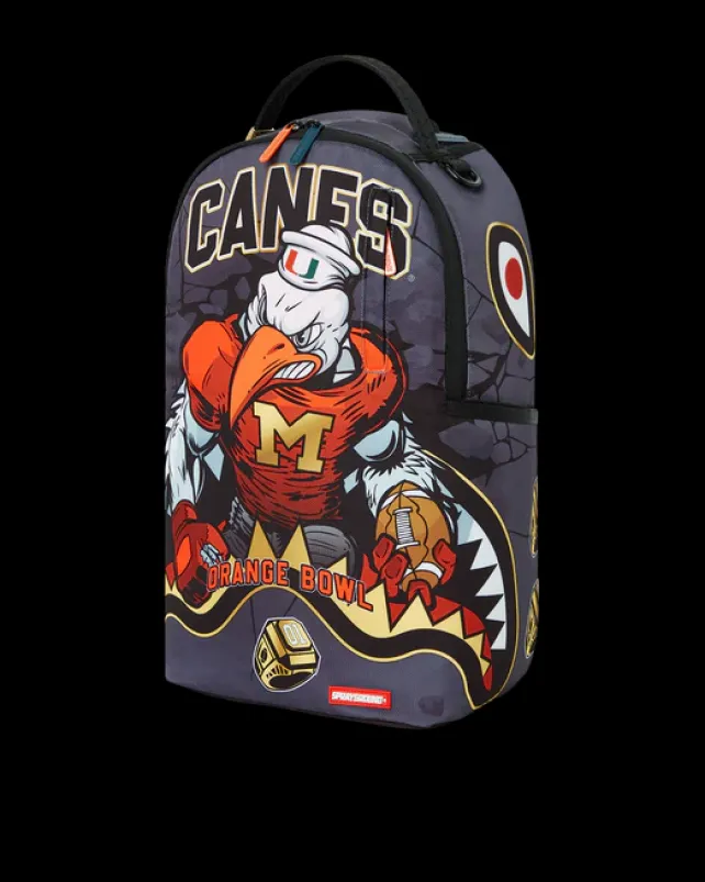 BACKPACKS>SPRAYGROUND CANES MUSCLE UNIVERSITY OF MIAMI BACKPACK (WITH WARREN SAPP)