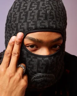SKI MASKS|COLD WEATHER GEAR>SPRAYGROUND CASHIN CHECKS SKI MASK (GRAY)