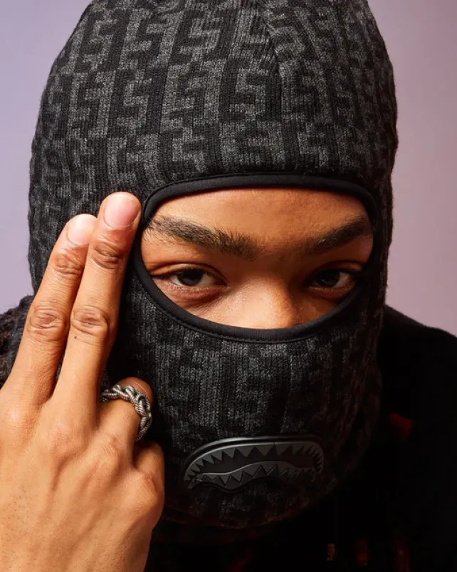 SKI MASKS|COLD WEATHER GEAR>SPRAYGROUND CASHIN CHECKS SKI MASK (GRAY)