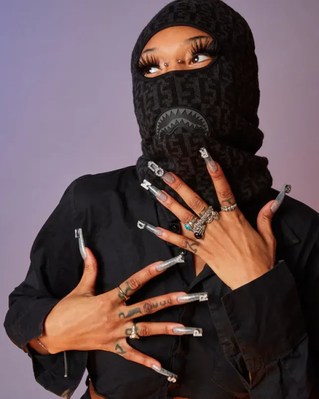 SKI MASKS|COLD WEATHER GEAR>SPRAYGROUND CASHIN CHECKS SKI MASK (GRAY)
