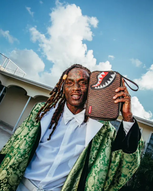 TOILETRIES AKA MONEY BAGS>SPRAYGROUND CASHIN CHECKS TOILETRY BAG