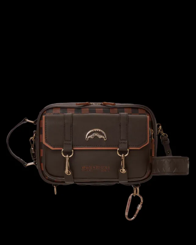 TOILETRIES AKA MONEY BAGS>SPRAYGROUND CHECKMATE ROYALE MESSENGER BRICK BAG