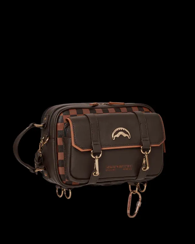 TOILETRIES AKA MONEY BAGS>SPRAYGROUND CHECKMATE ROYALE MESSENGER BRICK BAG