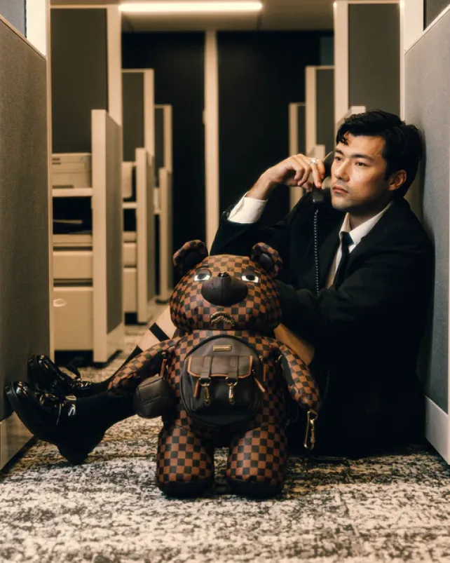 TEDDY BEAR BACKPACKS|BACKPACKS>SPRAYGROUND CHECKMATE ROYALE MONEYBEAR TEDDYBEAR BACKPACK