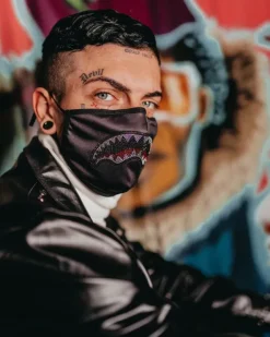 FACE MASKS>SPRAYGROUND CLEARCUT FACE MASK (BLACK)