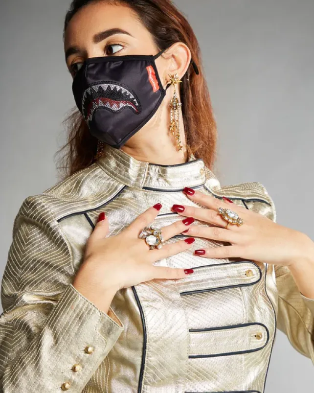 FACE MASKS>SPRAYGROUND CLEARCUT FACE MASK (BLACK)