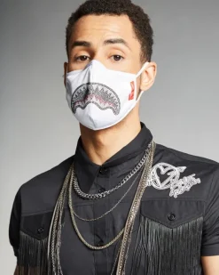 FACE MASKS>SPRAYGROUND CLEARCUT FACE MASK (WHITE)