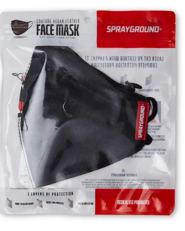 FACE MASKS>SPRAYGROUND DAMAGE CONTROL STASH POCKET VEGAN LEATHER FACE MASK