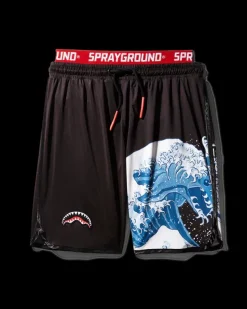 SWIMWEAR>SPRAYGROUND DRAGON WAVE CORTO SWIM TRUNKS (BLACK)