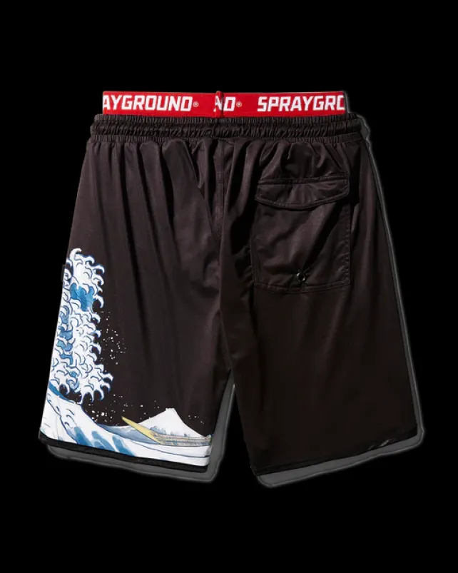 SWIMWEAR>SPRAYGROUND DRAGON WAVE CORTO SWIM TRUNKS (BLACK)