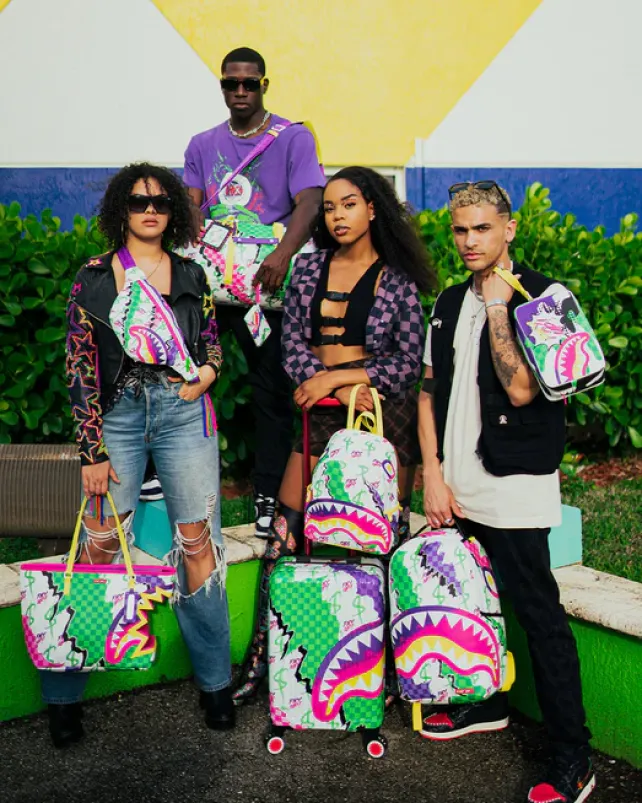 CARRY-ON LUGGAGE>SPRAYGROUND DREAMY TECHNICOLOR SHARKNAUTICS HARDSHELL CARRY-ON LUGGAGE