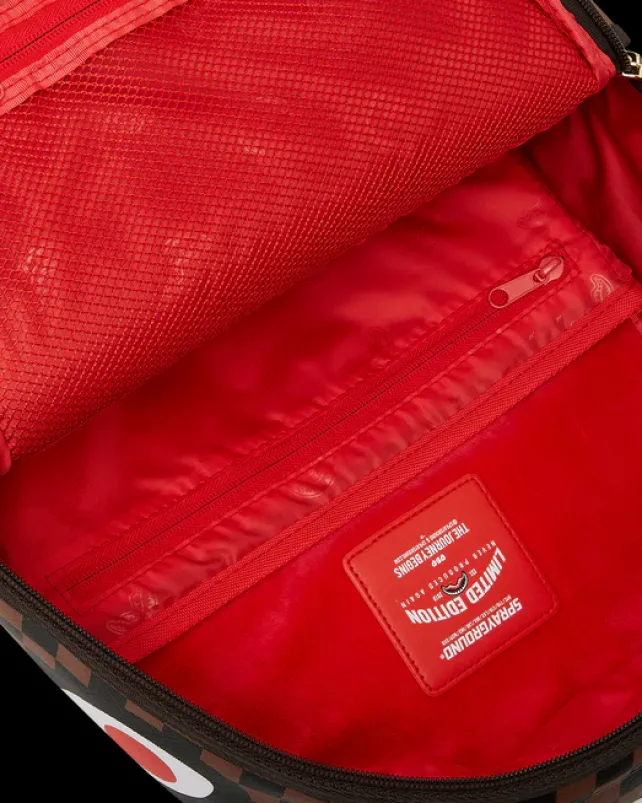 BACKPACKS>SPRAYGROUND EXTERIOR GOLD ZIP POCKET SHARKS IN PARIS BACKPACK (DLXV)