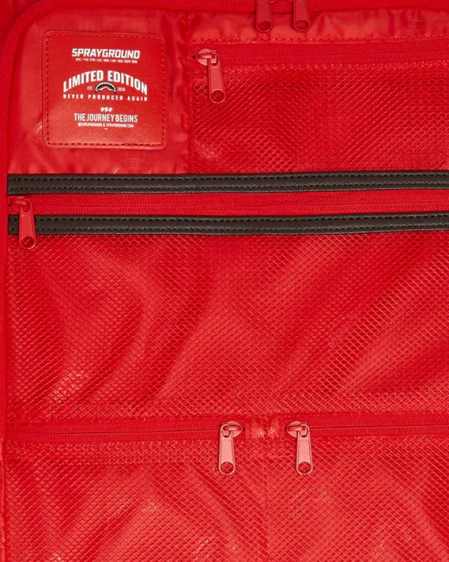 CARRY-ON LUGGAGE>SPRAYGROUND EXTERIOR GOLD ZIP POCKET SHARKS IN PARIS JETSETTER CARRY-ON LUGGAGE