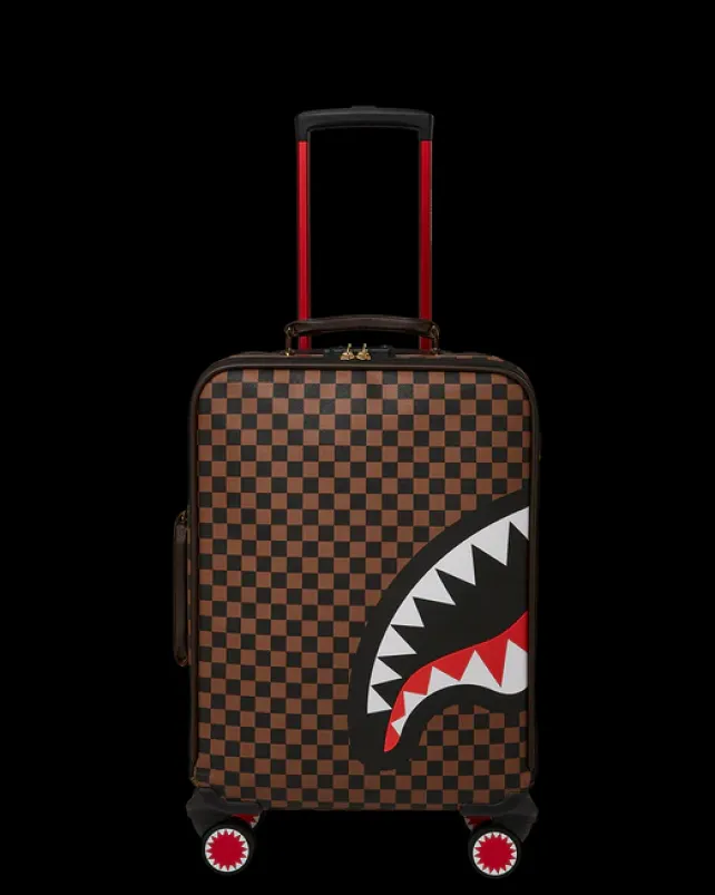 CARRY-ON LUGGAGE>SPRAYGROUND EXTERIOR GOLD ZIP POCKET SHARKS IN PARIS JETSETTER CARRY-ON LUGGAGE