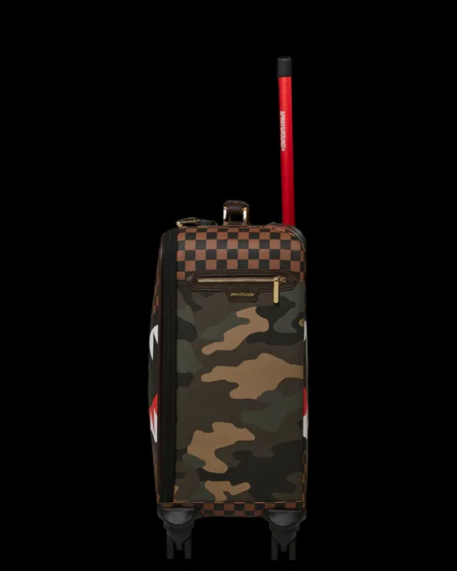 CARRY-ON LUGGAGE>SPRAYGROUND EXTERIOR GOLD ZIP POCKET SHARKS IN PARIS JETSETTER CARRY-ON LUGGAGE