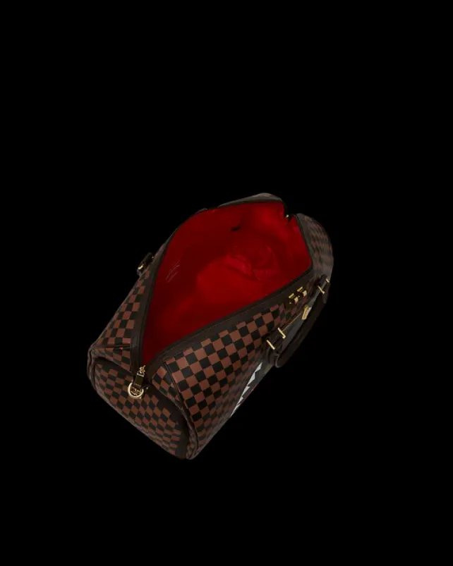 DUFFLES>SPRAYGROUND EXTERIOR GOLD ZIP POCKET SHARKS IN PARIS DUFFLE