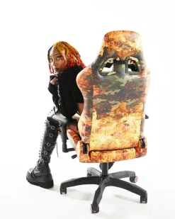GAMING CHAIRS>SPRAYGROUND FIRE CAMO GAMING CHAIR - SUPER RARE