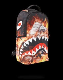 BACKPACKS>SPRAYGROUND FIRE MONEY SHARK
